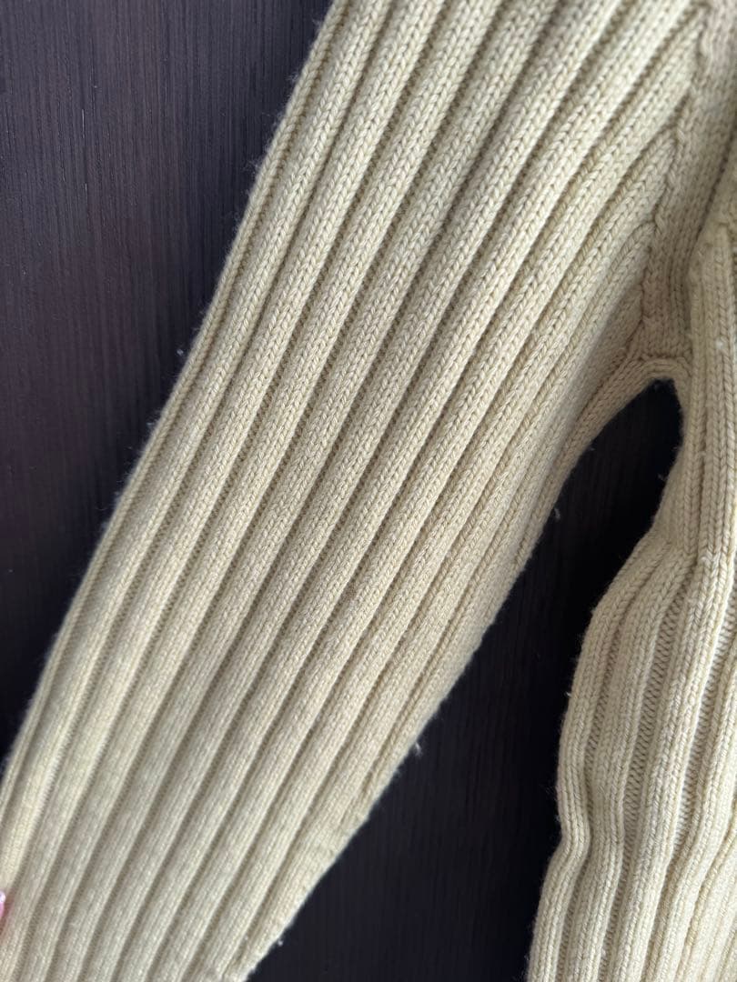 HERMES リブ編みハーフジップニット L