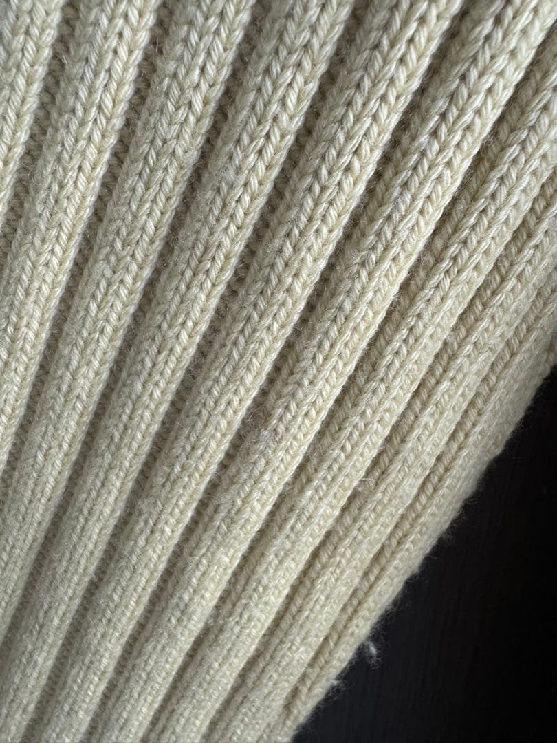 HERMES リブ編みハーフジップニット L