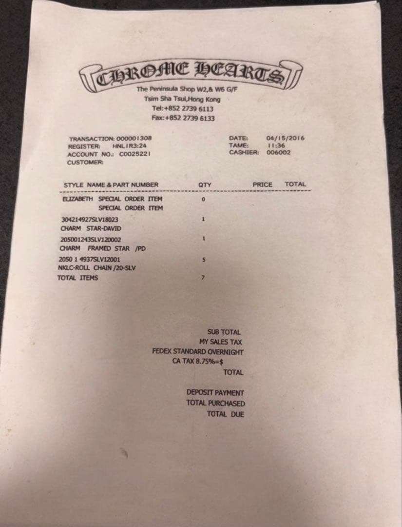 クロムハーツハリステーターチャーム