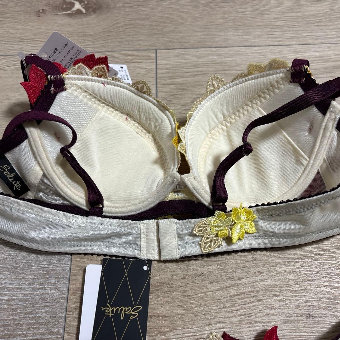 Salute. 花柄刺繍 ブラジャーショーツセット M/C70