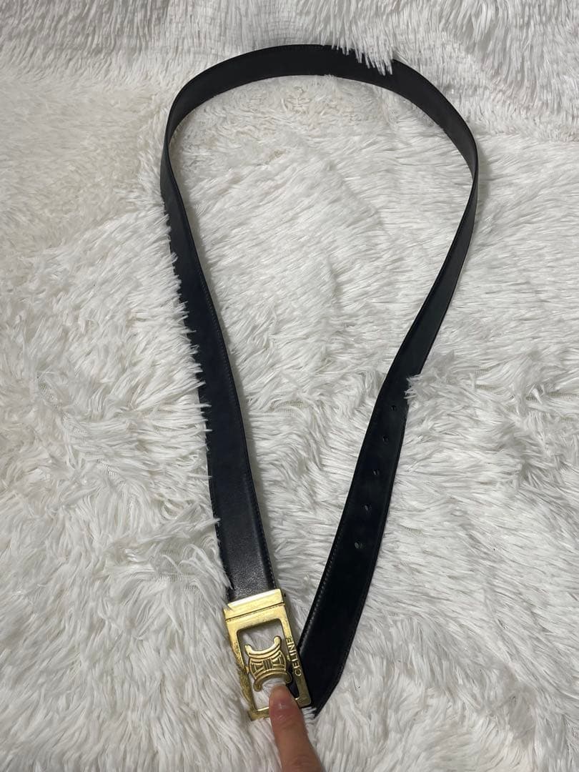 CELINE セリーヌ トリオンフ 本革　レザーベルト ブラック　イタリア製