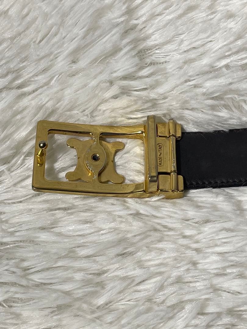 CELINE セリーヌ トリオンフ 本革　レザーベルト ブラック　イタリア製