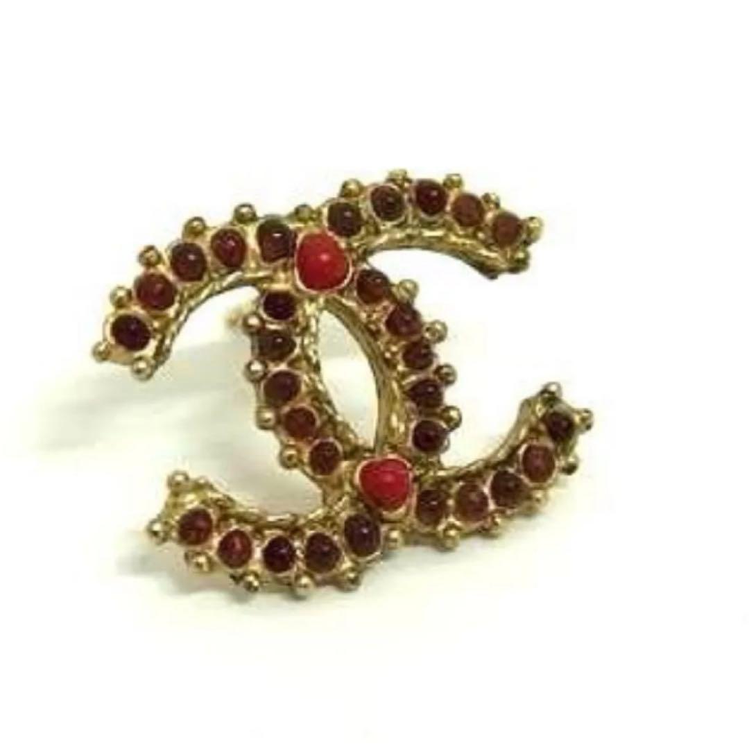 専用です。CHANEL シャネル ココマーク ピアス ストーン 赤 金 片耳