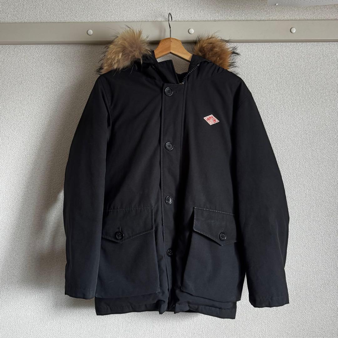 DANTON ダントン ブラック ファー付きダウンジャケット 38