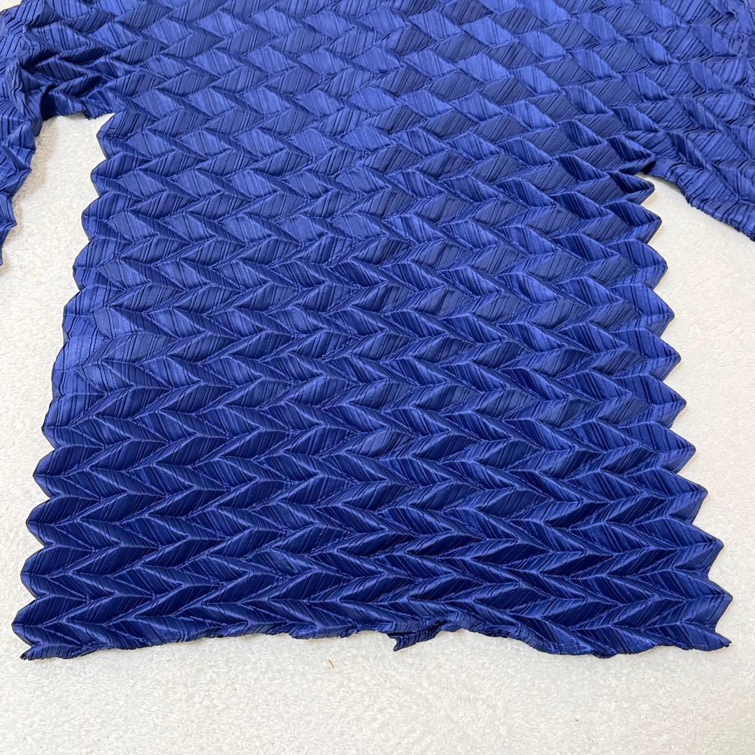 極美品✨ISSEY MIYAKE プリーツ　立体　変形　ネイビー　長袖　シャツ