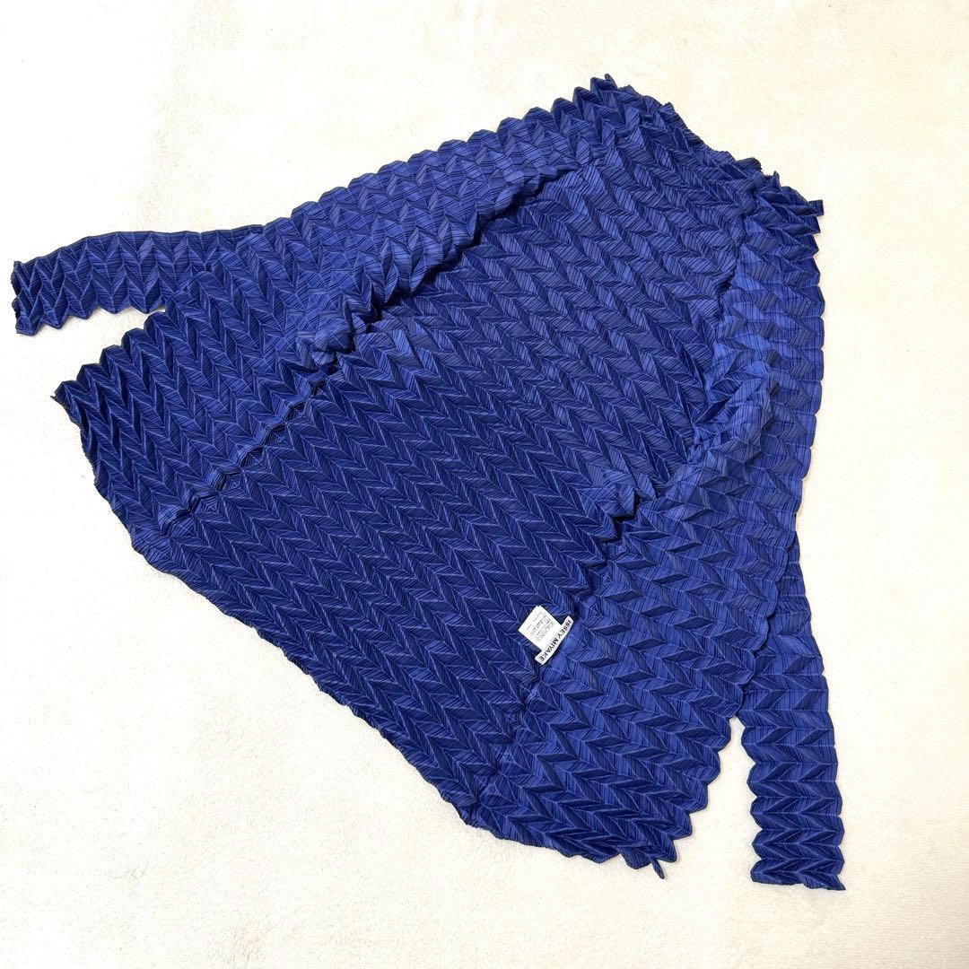 極美品✨ISSEY MIYAKE プリーツ　立体　変形　ネイビー　長袖　シャツ