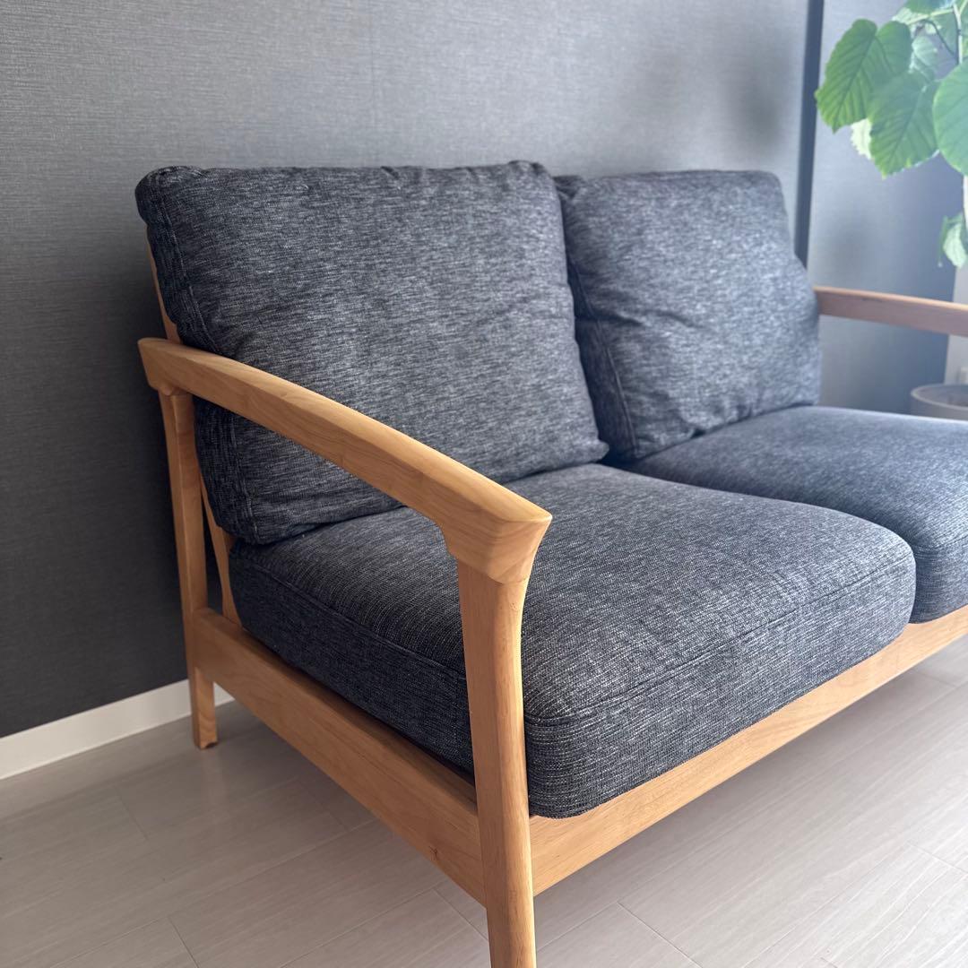 【まりんさん専用】ベルメゾン　2人掛けソファ　北欧　グレー×木