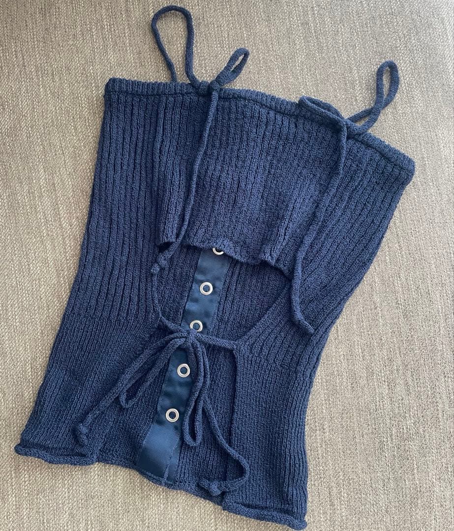 ゆの様 moussy FRONT BUTTON ニットキャミ