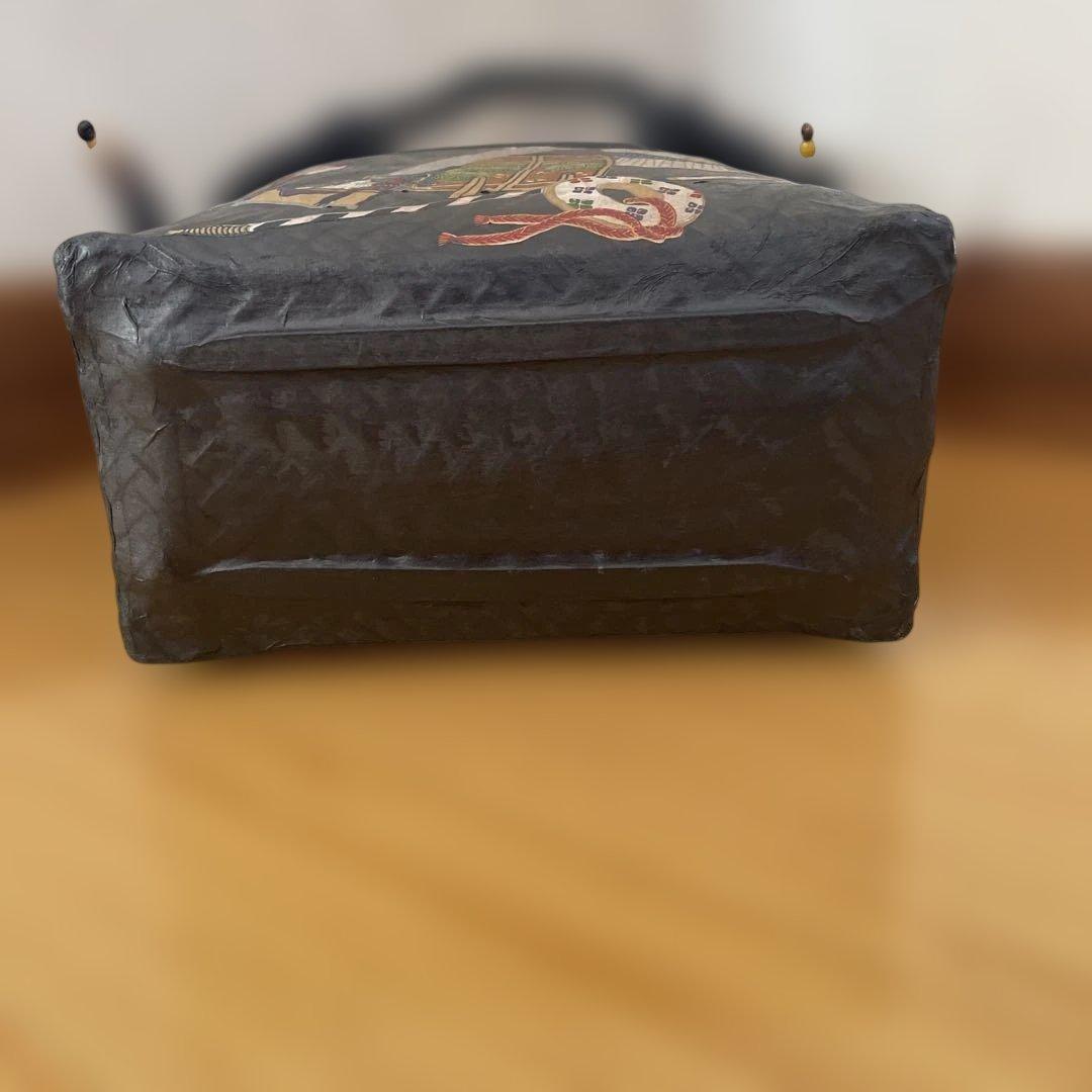 一閑張り　一閑張りバッグ　柿渋染め　市場カゴ　ハンドメイド