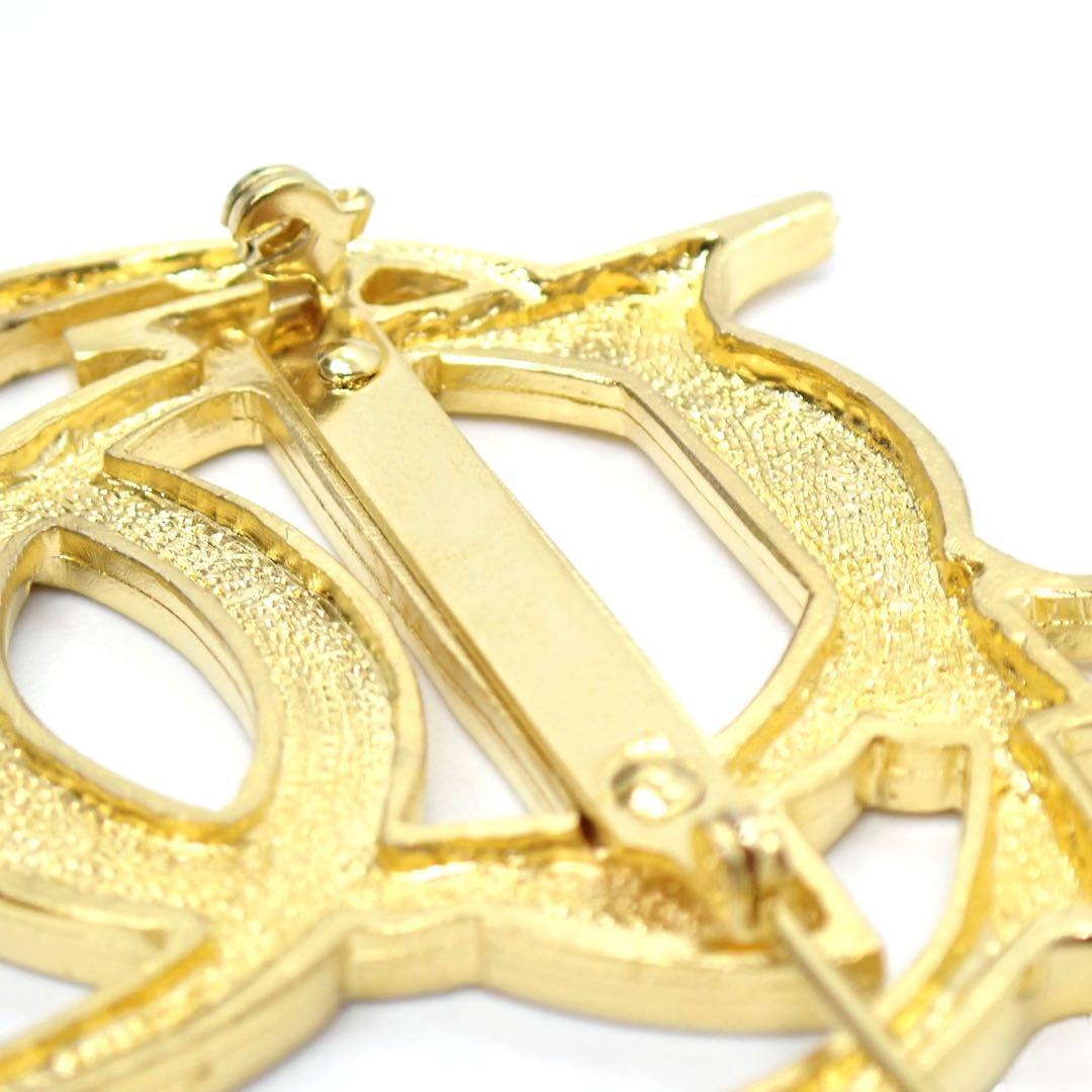 希少✨　Dior　ビッグロゴ　ピンブローチ　エンブレム　ゴールド