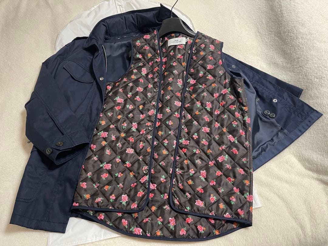 コーチ M65 ミリタリーコート S ネイビー 中綿入りライナー付き