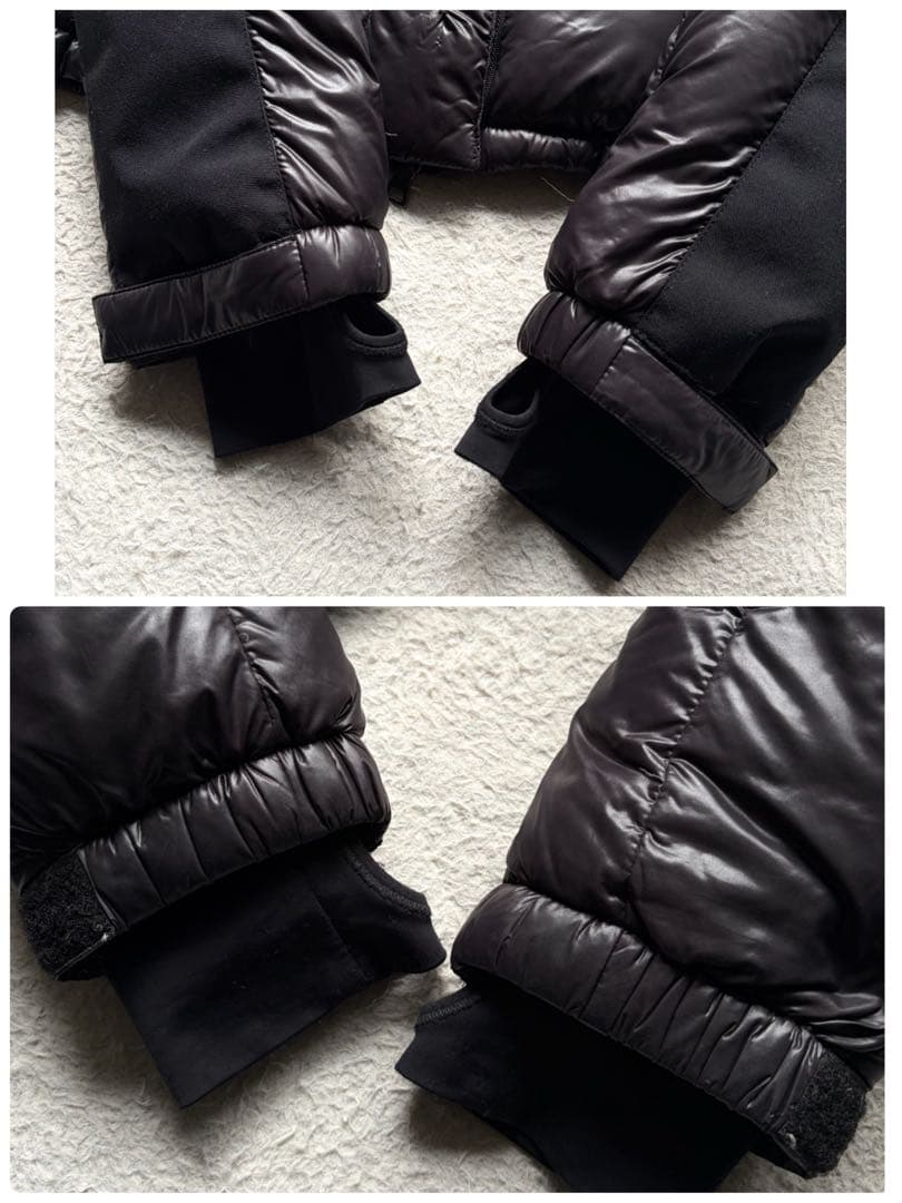 PRADA プラダ ダウンジャケット 三角ロゴ金具 ブラック 袖ライン ブラック