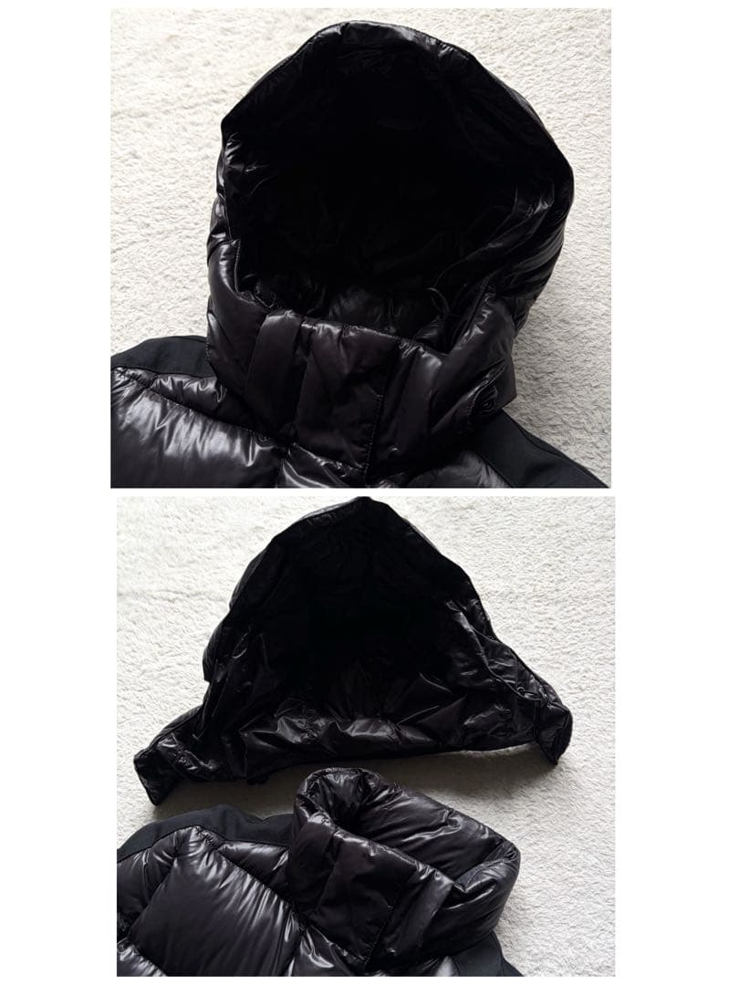 PRADA プラダ ダウンジャケット 三角ロゴ金具 ブラック 袖ライン ブラック