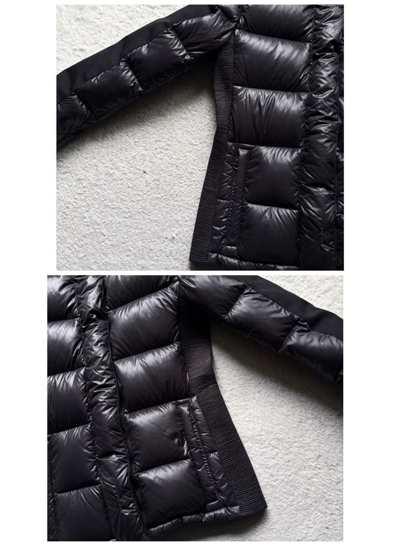 PRADA プラダ ダウンジャケット 三角ロゴ金具 ブラック 袖ライン ブラック