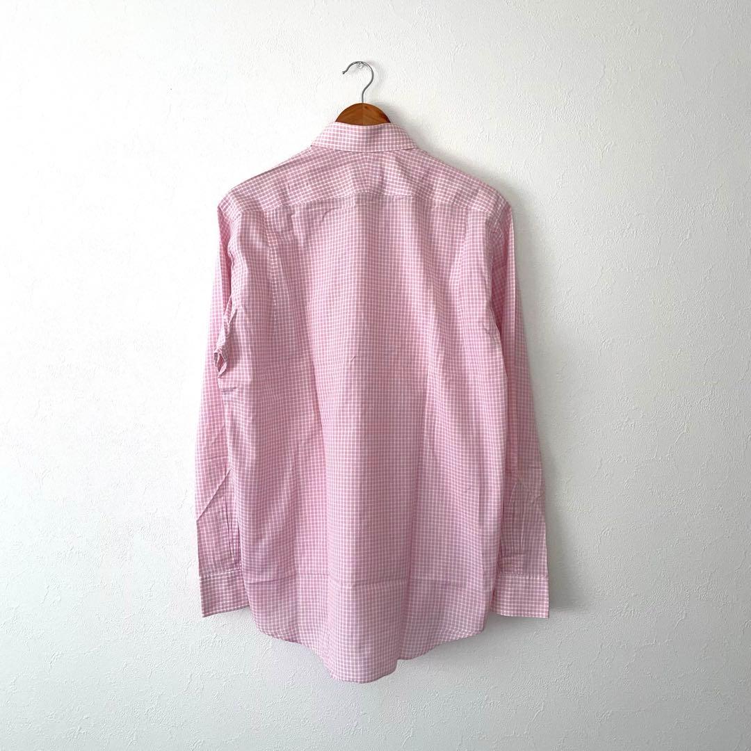 エルメス ギンガムチェック シャツ 33-15½ 仏製 シミあり