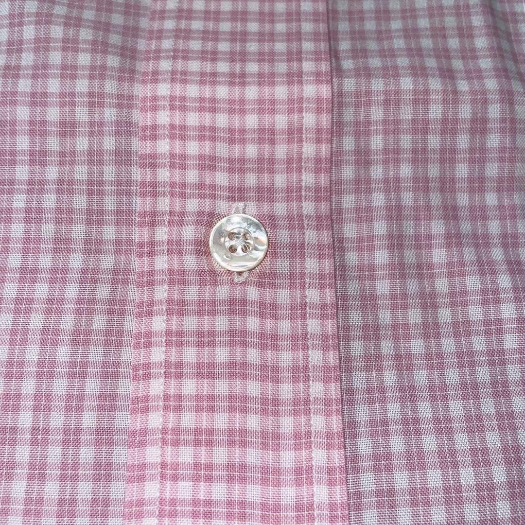 エルメス ギンガムチェック シャツ 33-15½ 仏製 シミあり