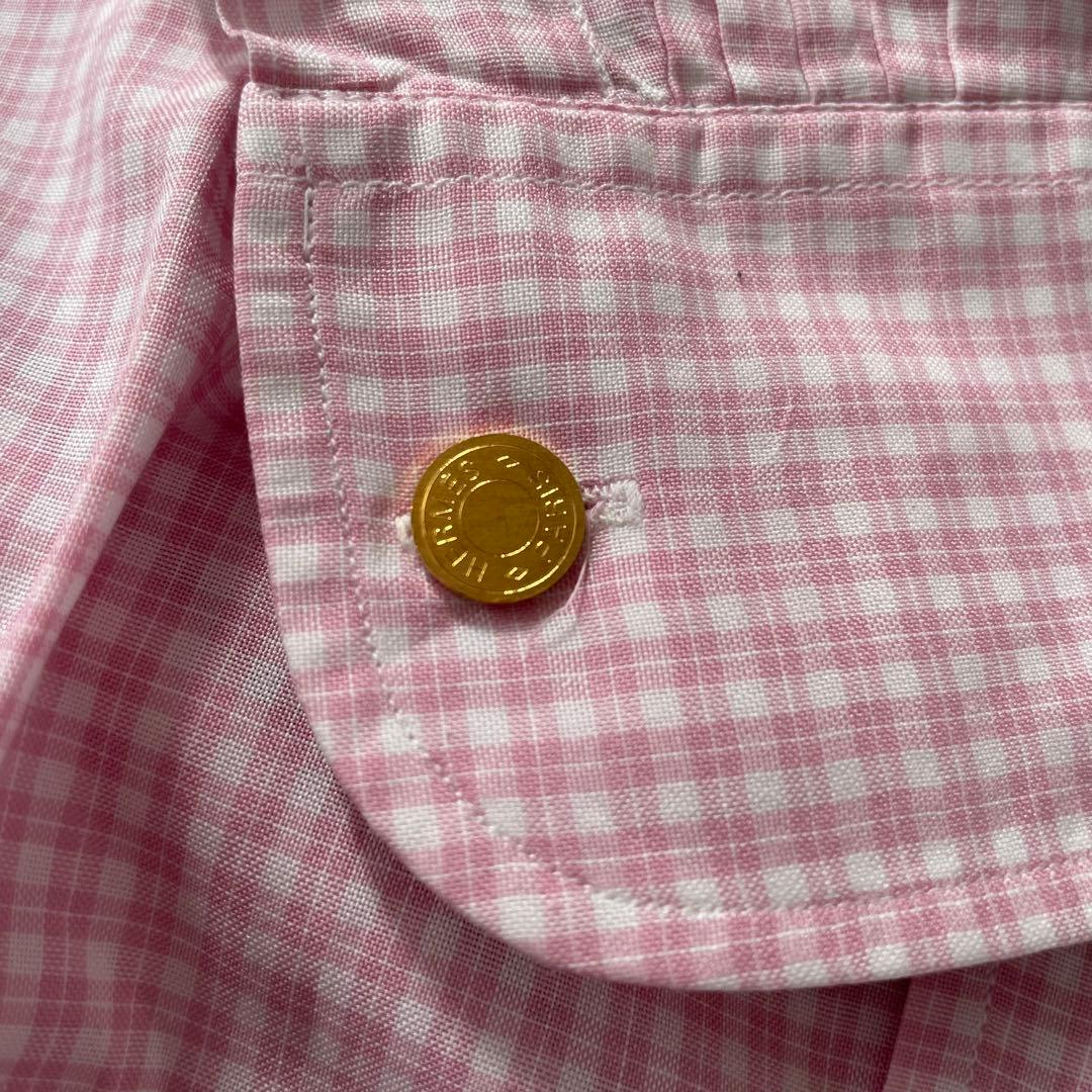 エルメス ギンガムチェック シャツ 33-15½ 仏製 シミあり