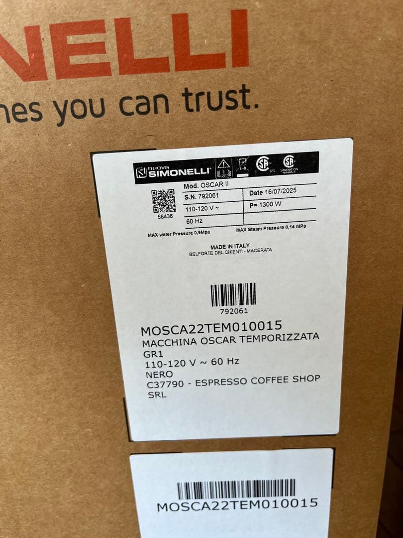 SIMONELLI OSCAR Ⅱ シモネリ エスプレッソマシン