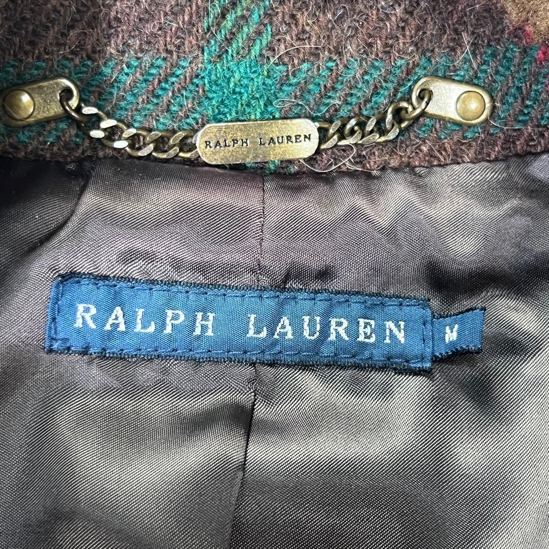 RALPH LAUREN チェックウールジャケット　M ウールアルパカ　ムートン