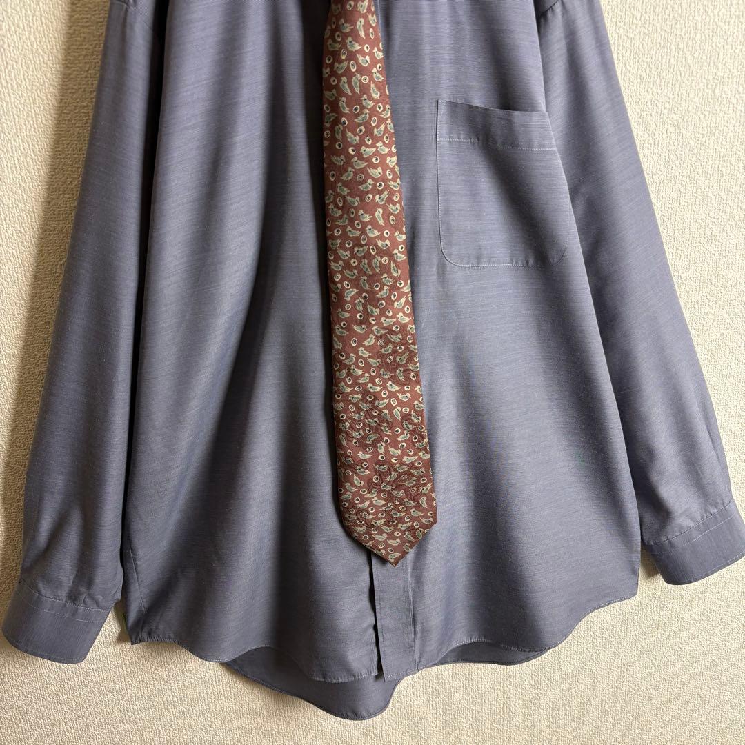 Burberrysネクタイシャツスイングトップ　クロコダイル柄　スエード生地古着