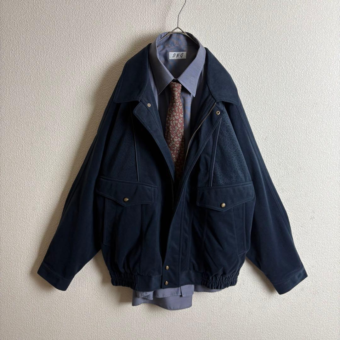 Burberrysネクタイシャツスイングトップ　クロコダイル柄　スエード生地古着