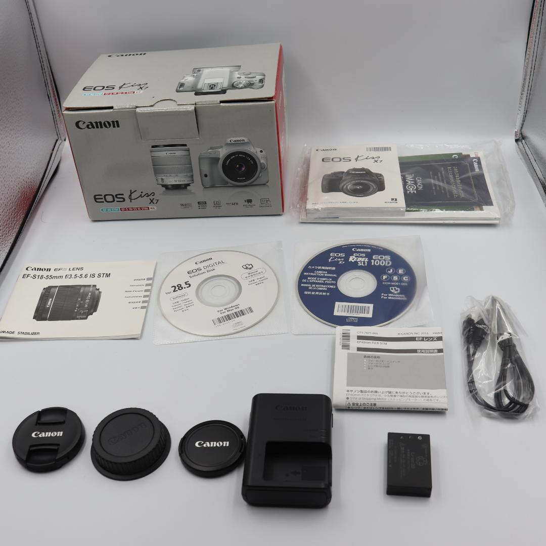 【美品】【希少ホワイト】Canon EOS Kiss X7 ホワイト レンズ2本