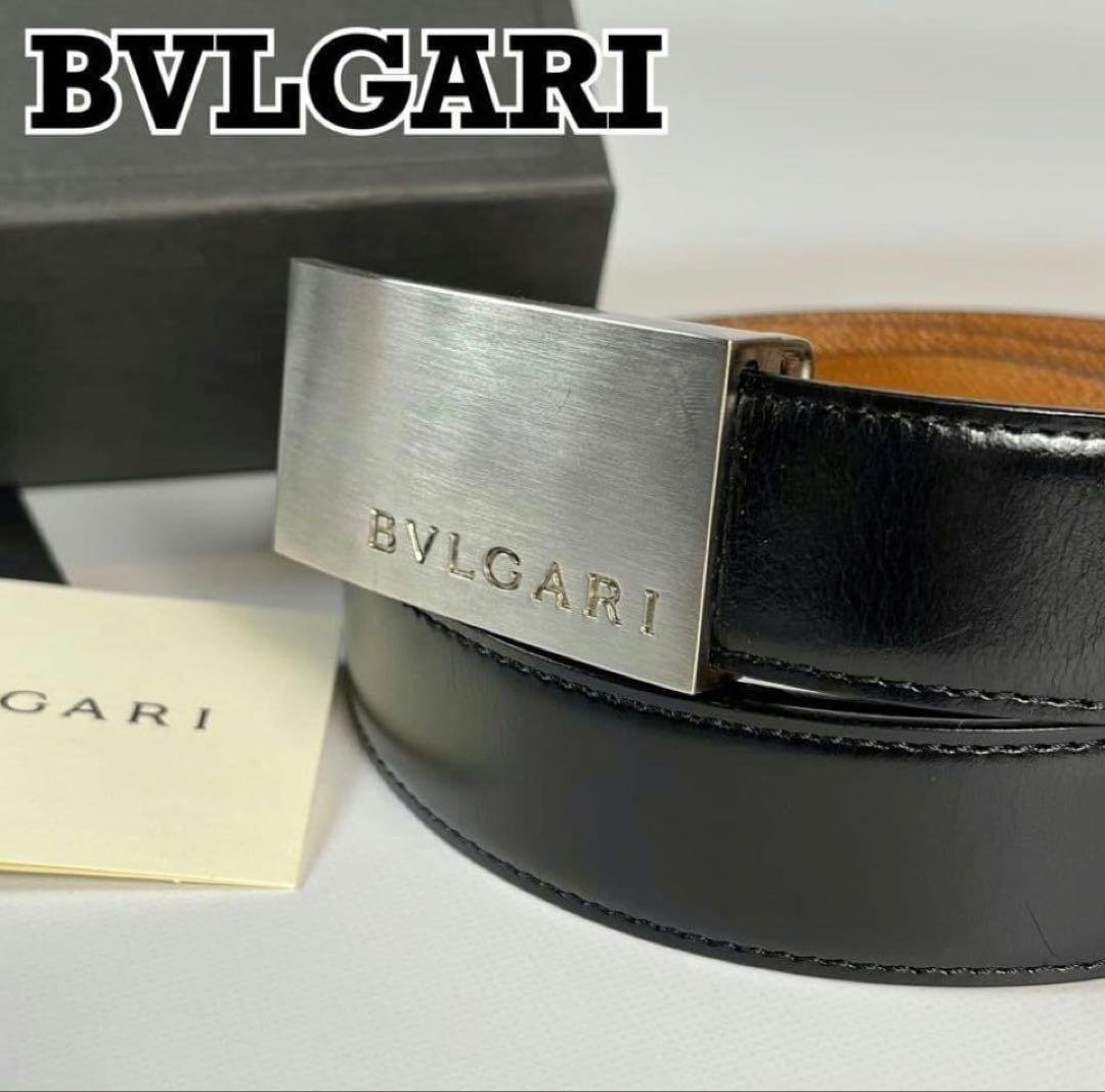 美品　BVLGARI ベルト　ロゴバックル　レザー　イタリア製