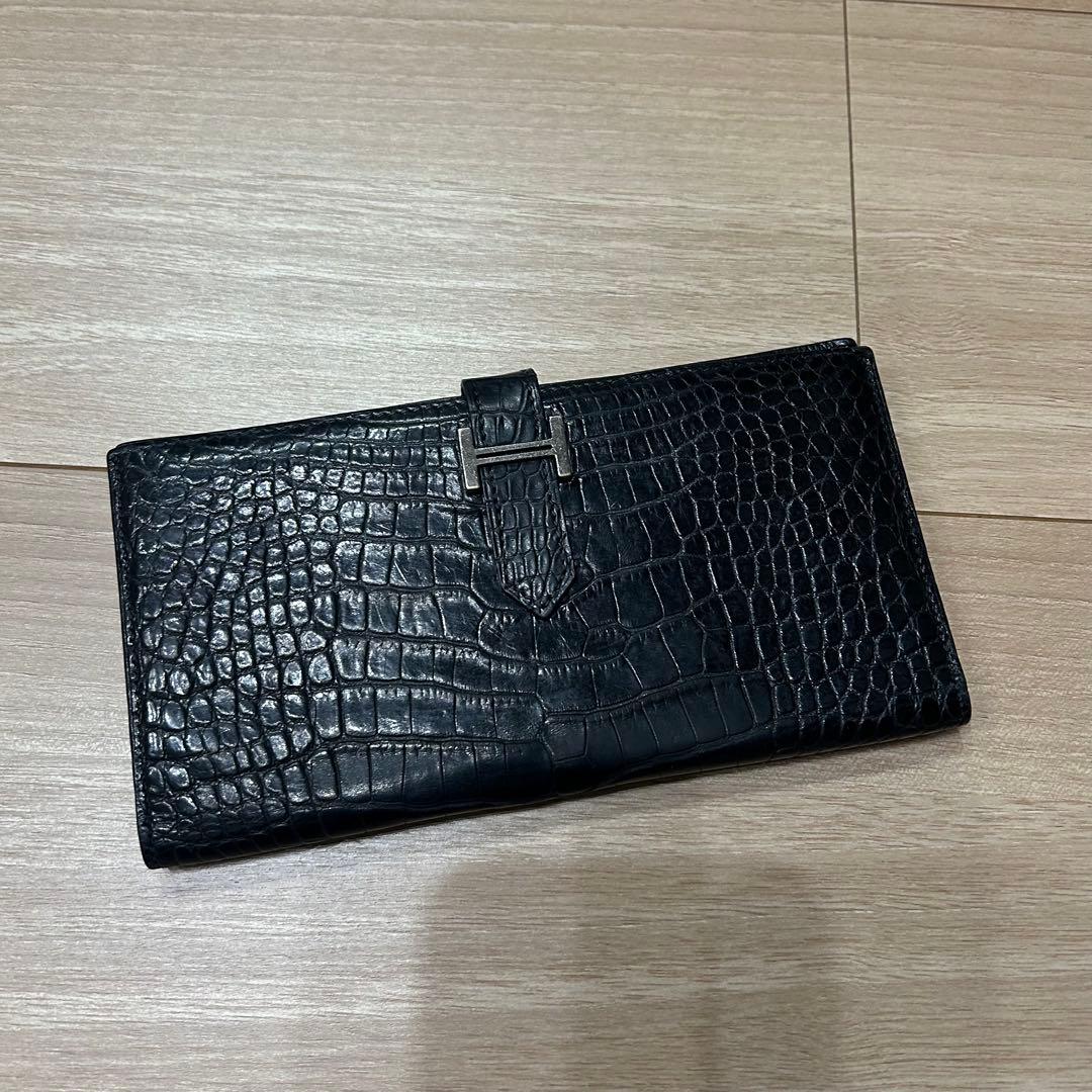 HERMES ベアン クロコダイル アリゲーター 長財布