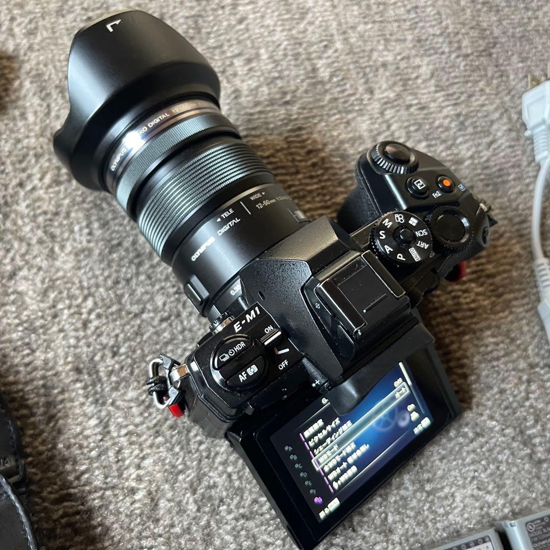 オリンパスE-M1 ミラーレス一眼 レンズセット 電池3個 バッテリーグリップ