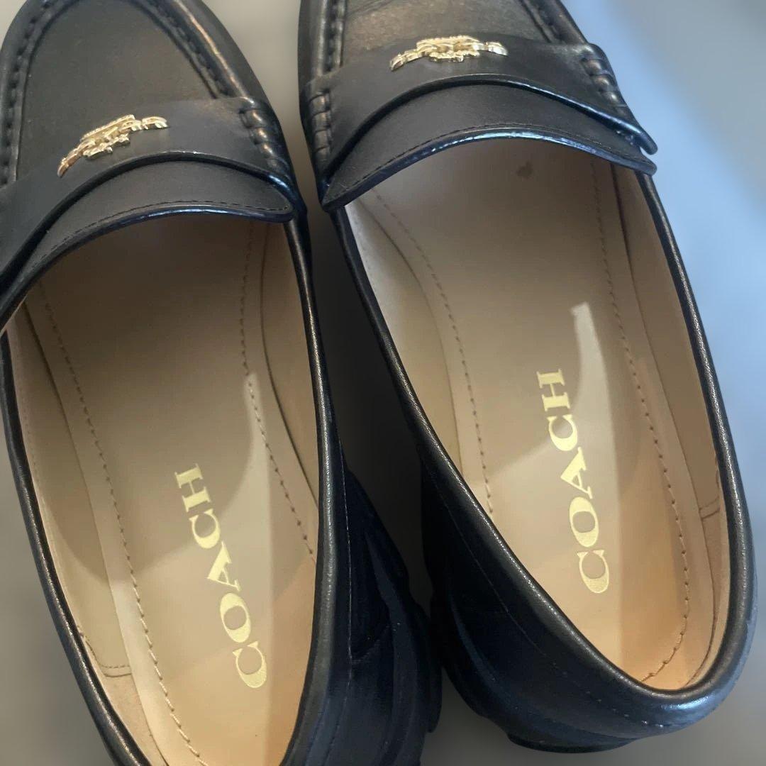 COACH ブラックレザー ローファー