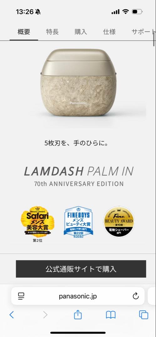 Panasonic ラムダッシュパームイン 3枚刃 ケース付き