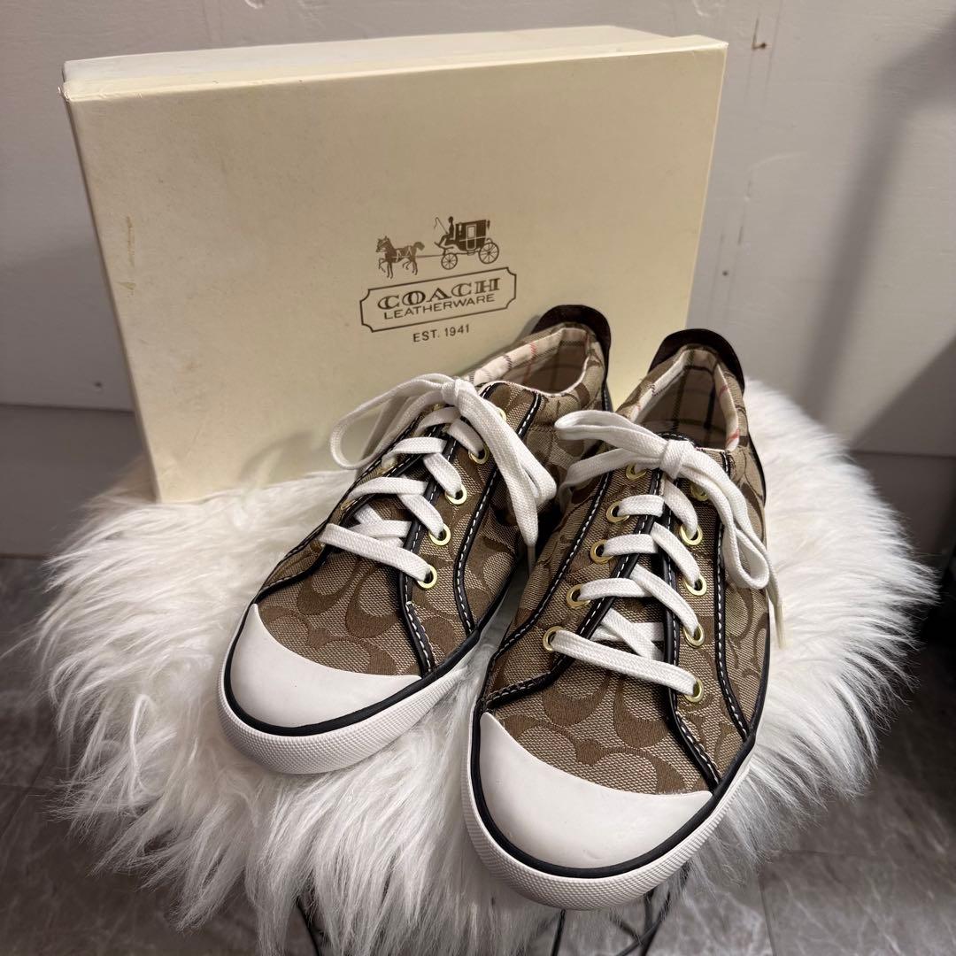 極美品⭐︎COACH シグネチャー レザー切替 スニーカーUS9