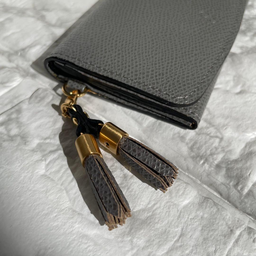 【未使用】Epoi シキ レザー 名刺入れ タッセル付き あくいろ グレー