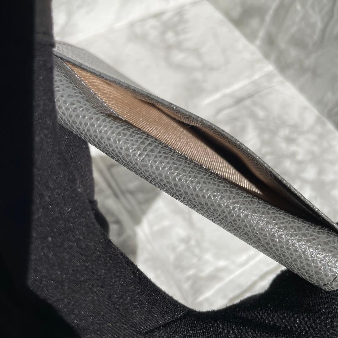 【未使用】Epoi シキ レザー 名刺入れ タッセル付き あくいろ グレー