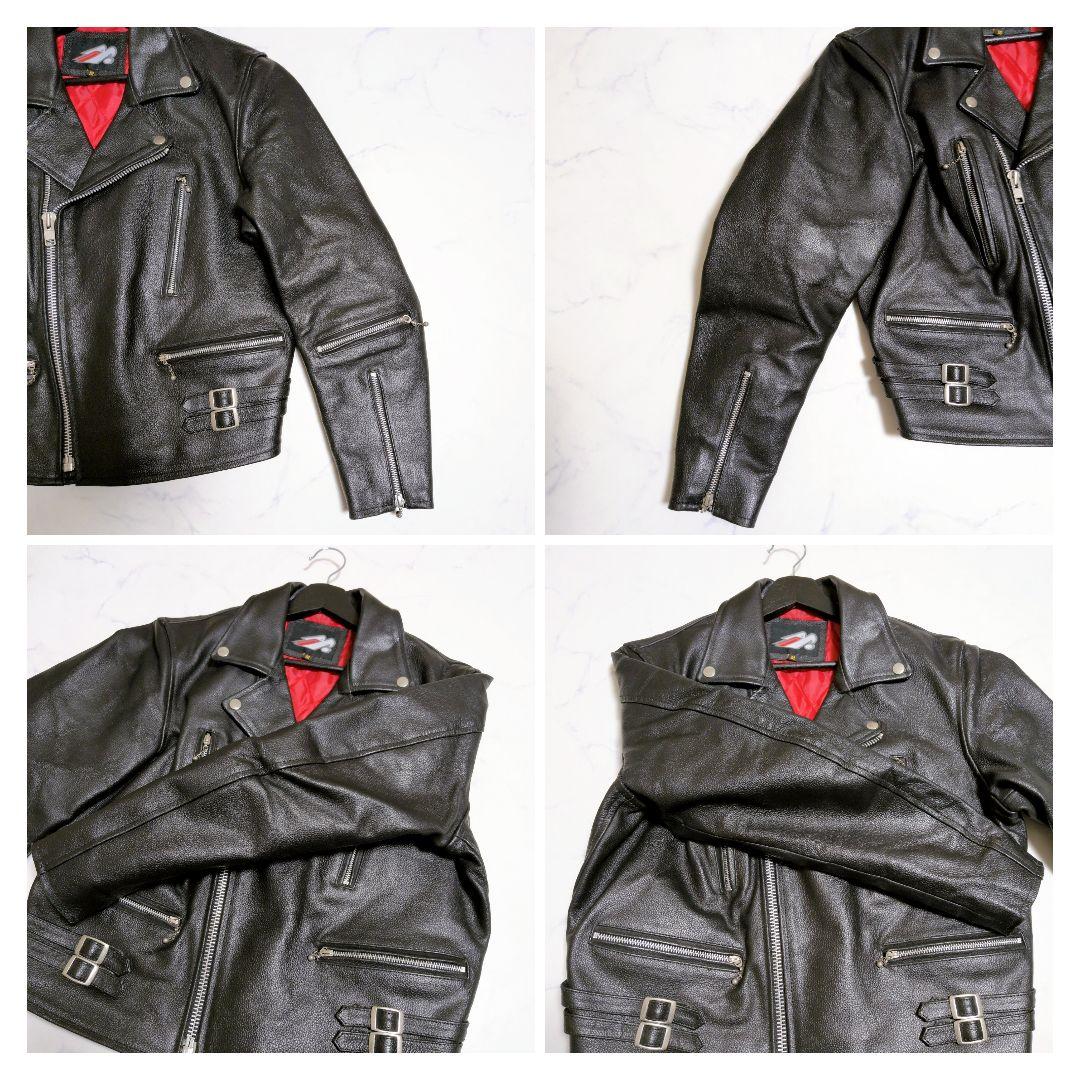 ヴィンテージ ダブル ライダースジャケット 裏地赤 キルティング ブラック М