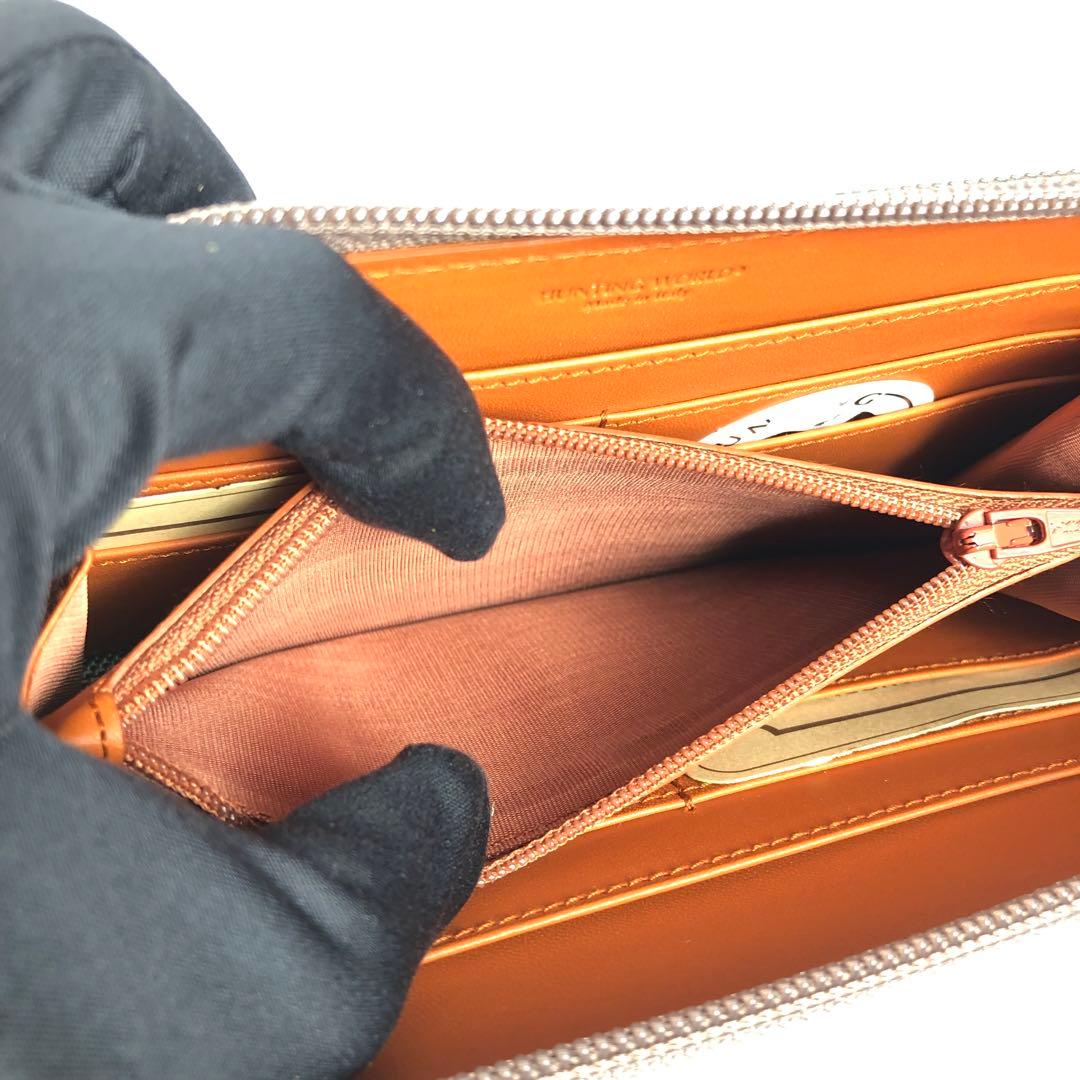 【未使用保管品】ハンティングワールド ラウンドファスナー長財布 メンズ グレー