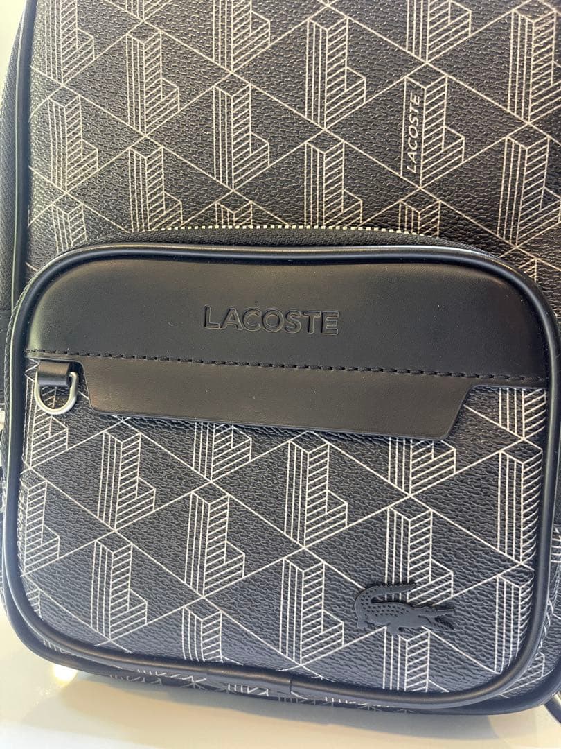 LACOSTE ラコステ メンズ ボディバッグ 黒 モノグラム 未使用　ブラック