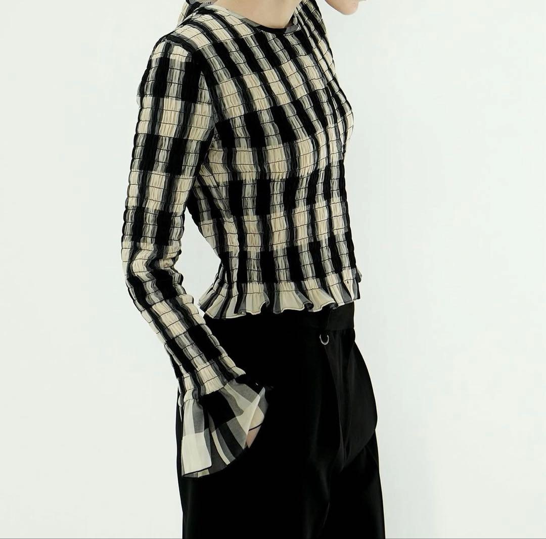 CLANE クラネ SHIRRING DESIGN BLOUSE MIX