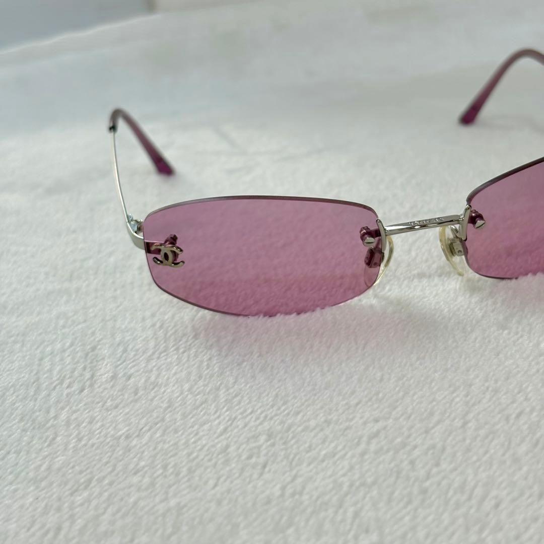 極美　CHANEL シャネル　パープル　リムレス　サングラス　アイウェア