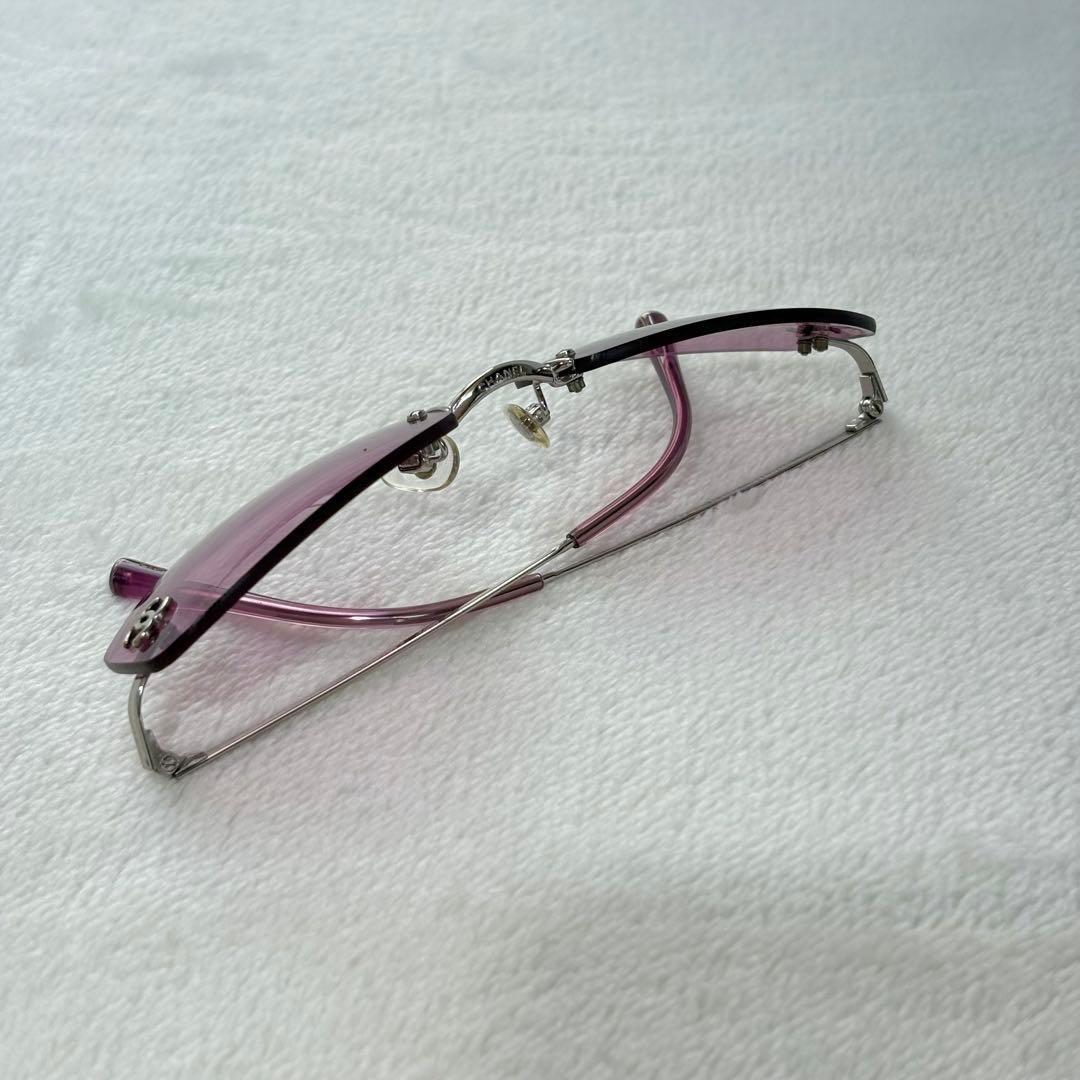 極美　CHANEL シャネル　パープル　リムレス　サングラス　アイウェア