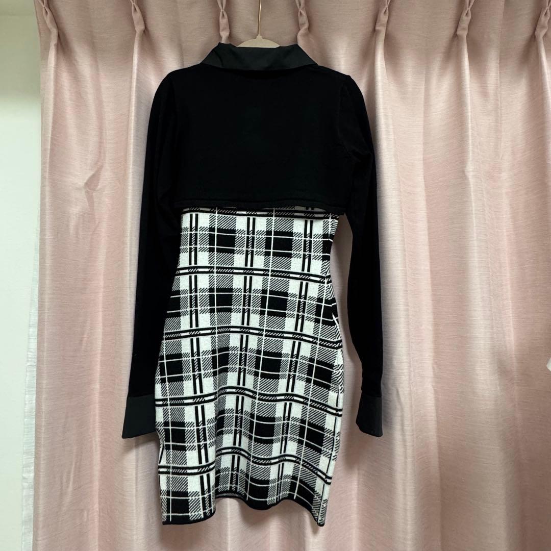 ミシェルマカロン checkアンサンブルロングスリーブワンピース