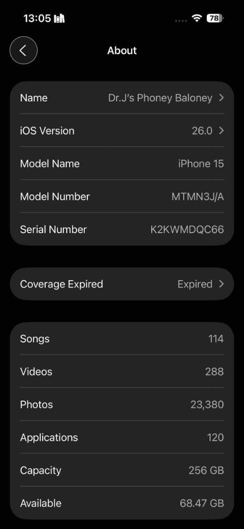Apple iPhone15 256GB SIMフリー 黒 小傷あり 全体美品