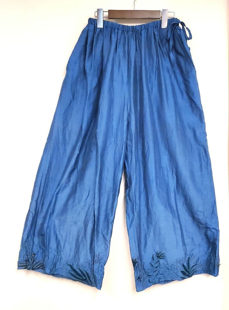 ヨーガンレール ガウチョパンツ 刺繍 シルク混 美品サイズM