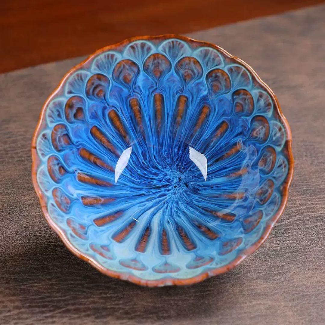 青白グラデーション 花びら型ボウル