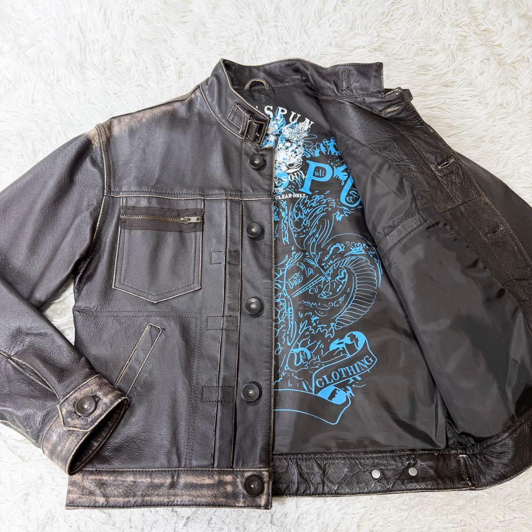 限定版リングスパン　イングランド製　レザージャケット　スタッズ　ヴィンテージ加工
