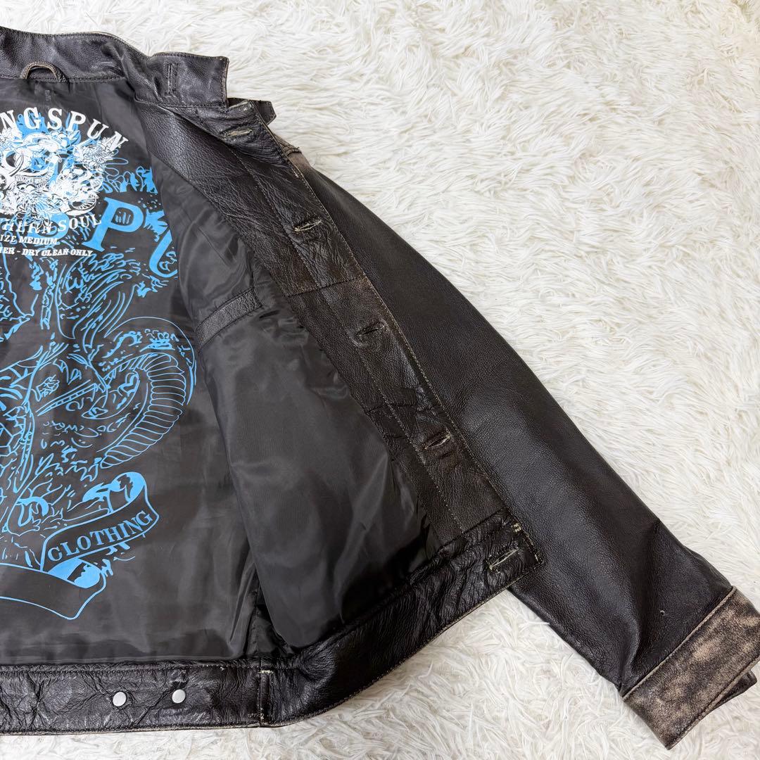 限定版リングスパン　イングランド製　レザージャケット　スタッズ　ヴィンテージ加工