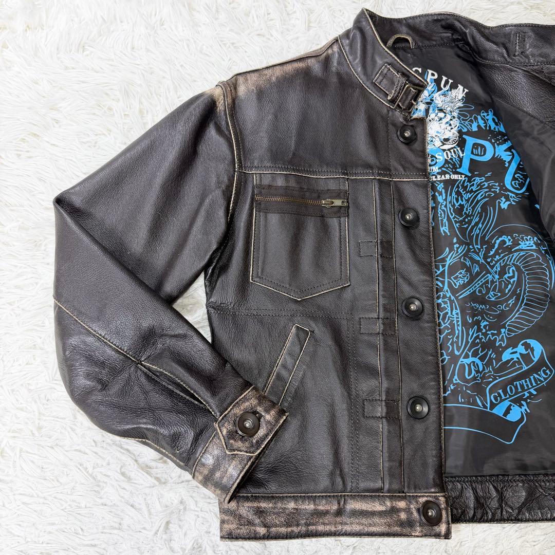 限定版リングスパン　イングランド製　レザージャケット　スタッズ　ヴィンテージ加工