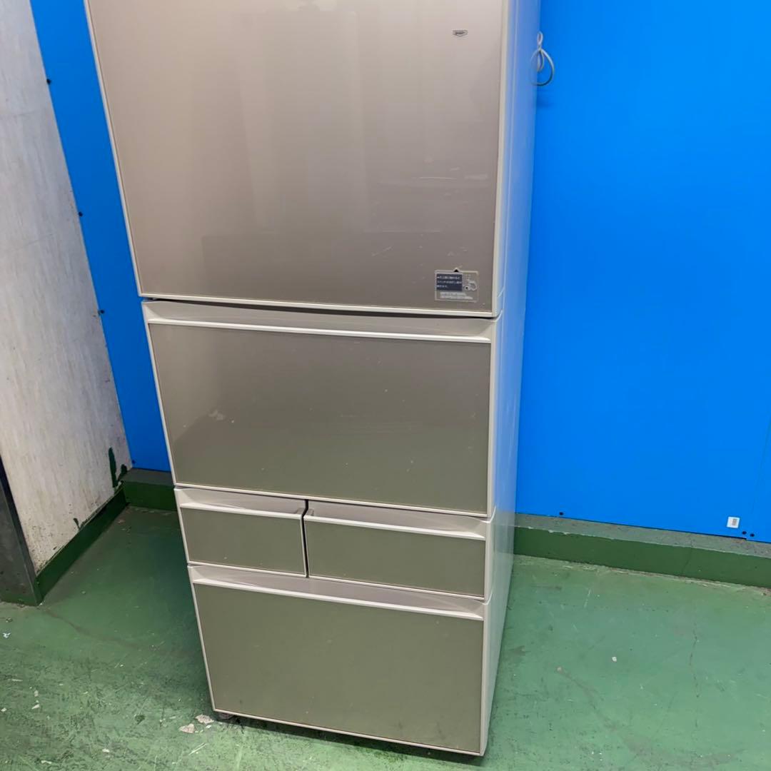 717 鏡面　ガラストップ　5ドア　左開き　大型冷蔵庫　400L強　美品　保証