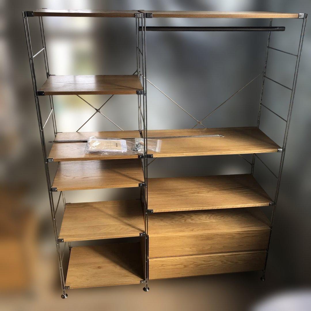 オクユキ！　無印良品 ステンレスユニットシェルフ・オーク材・引出し付