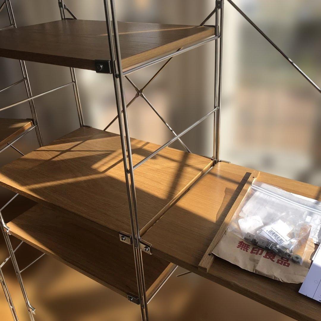 オクユキ！　無印良品 ステンレスユニットシェルフ・オーク材・引出し付